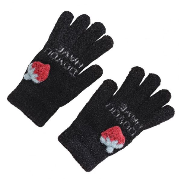children's mittens 1 pair knitted gloves strawberry decor letter print touch screen wear-resistant half full finger girls, White
children's mittens 1 pair knitted gloves strawberry decor letter print touch screen wear-resistant half full finger girls, White
