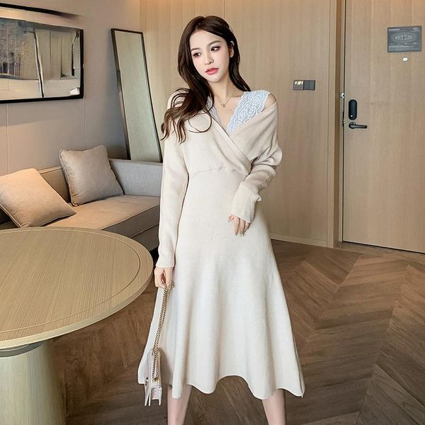 casual dresses winter knitted dress women small fragrance slim false 2 piece patchwork lace elegant party autumn, Black;gray
casual dresses winter knitted dress women small fragrance slim false 2 piece patchwork lace elegant party autumn, Black;gray