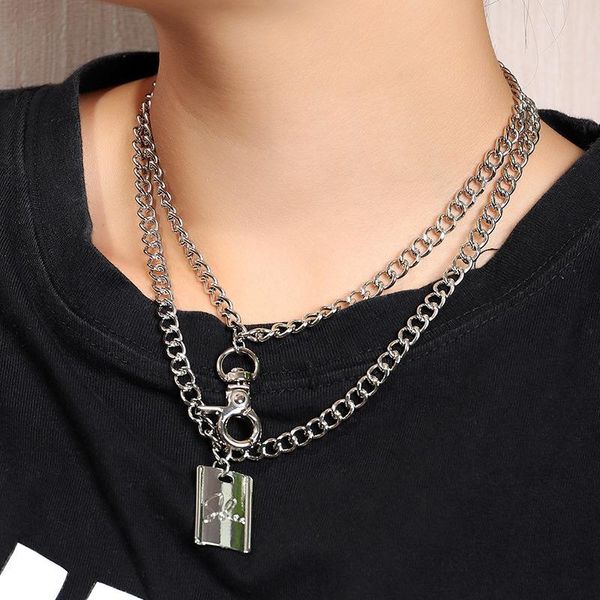 pendant necklaces multi-layer chain necklace chains lock letter relief grunge aesthetic jewelry for women punk choker goth gift, Silver
pendant necklaces multi-layer chain necklace chains lock letter relief grunge aesthetic jewelry for women punk choker goth gift, Silver