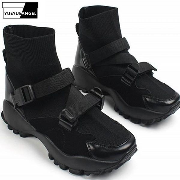 stretch knitting thick bottom increase womens ankle boots spring autumn buckle round toe female casual platform, Black
stretch knitting thick bottom increase womens ankle boots spring autumn buckle round toe female casual platform, Black