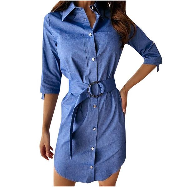casual dresses fashion ladies denim dress tie pure color long-sleeved lace-up cardigan button mini robe femme, Black;gray
casual dresses fashion ladies denim dress tie pure color long-sleeved lace-up cardigan button mini robe femme, Black;gray