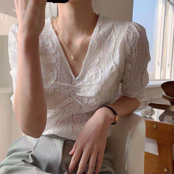 women's blouses & shirts philosophy women spring half puff sleeve blouse drapped female lace casual street lady v-neck short, White
women's blouses & shirts philosophy women spring half puff sleeve blouse drapped female lace casual street lady v-neck short, White
