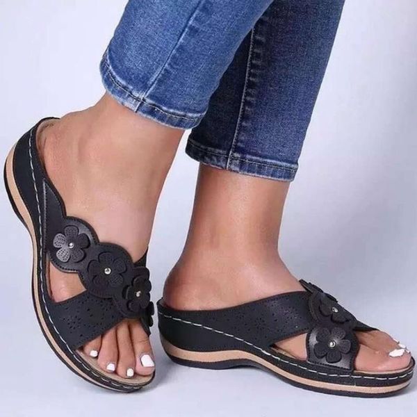 wedge sandals flower decoration casual slippers ladies mother shoes women home, Black
wedge sandals flower decoration casual slippers ladies mother shoes women home, Black
