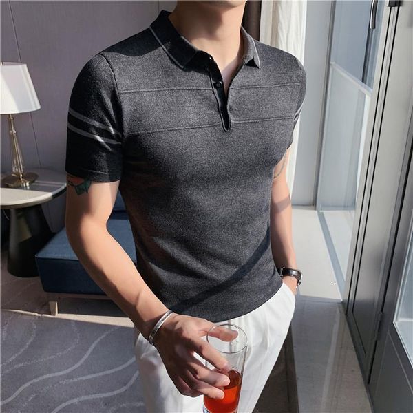 men's polos spring summer knitted men shirt short sleeve simple turn down collar slim fit casual stretched homme lt0t, White;black
men's polos spring summer knitted men shirt short sleeve simple turn down collar slim fit casual stretched homme lt0t, White;black