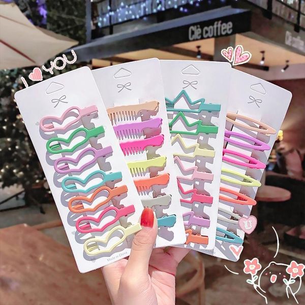 7pcs/set girls cute candy color heart shape geometric alloy hairpins sweet hair clipheadband fashion accessories, Slivery;white
7pcs/set girls cute candy color heart shape geometric alloy hairpins sweet hair clipheadband fashion accessories, Slivery;white