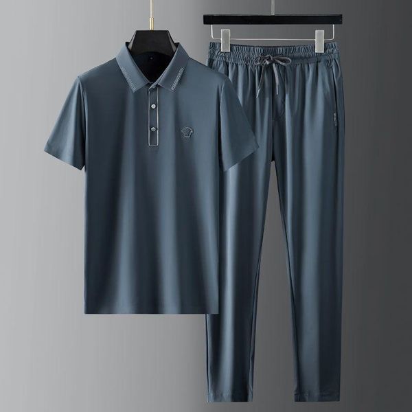 men's tracksuits summer high-end ice silk leisure suit men 's ultra-thin elastic smooth breathable adhesive lapel short sleeve t-, Gray
men's tracksuits summer high-end ice silk leisure suit men 's ultra-thin elastic smooth breathable adhesive lapel short sleeve t-, Gray