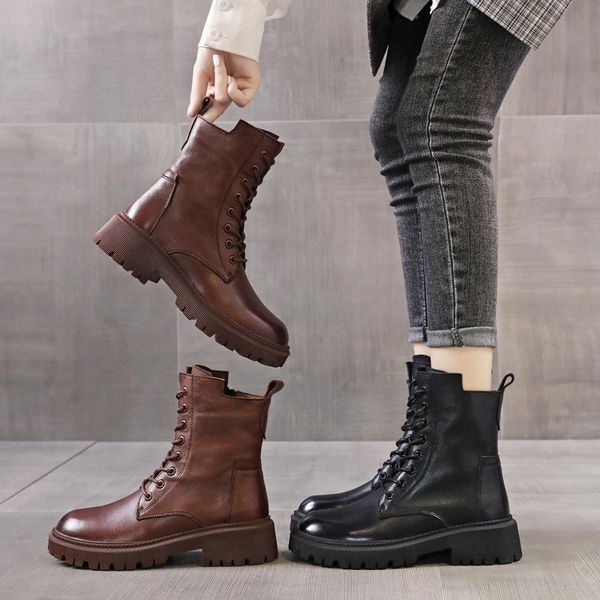 boots women's ankle genuine leather warm short plush zipper winter round toe med heel platform female casual shoes, Black
boots women's ankle genuine leather warm short plush zipper winter round toe med heel platform female casual shoes, Black