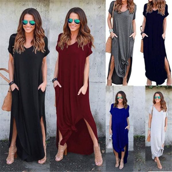 summer pregnant woman dress long skirt irregular short sleeve loose and thin solid color pocket for maternity dresses, White
summer pregnant woman dress long skirt irregular short sleeve loose and thin solid color pocket for maternity dresses, White