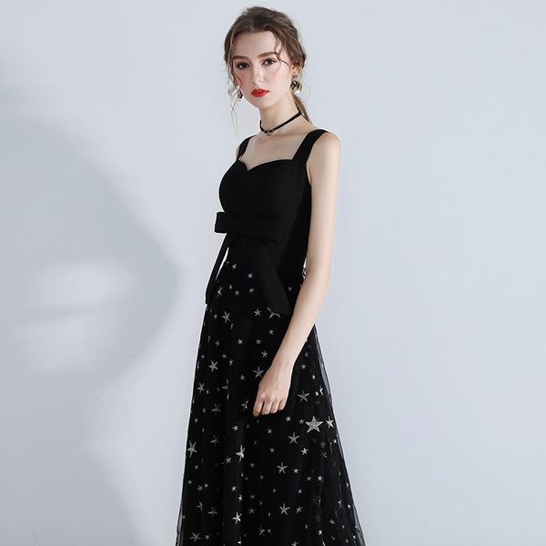 party dresses simple black spaghetti strap lace vestidos de festa sleeveless tea length formal evening with bow sash prom gowns, White;black
party dresses simple black spaghetti strap lace vestidos de festa sleeveless tea length formal evening with bow sash prom gowns, White;black
