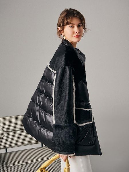 women's fur & faux 90% genuine wool coat white duck winter down jackets warm coats clothing ropa de mujer zjt963, Black
women's fur & faux 90% genuine wool coat white duck winter down jackets warm coats clothing ropa de mujer zjt963, Black