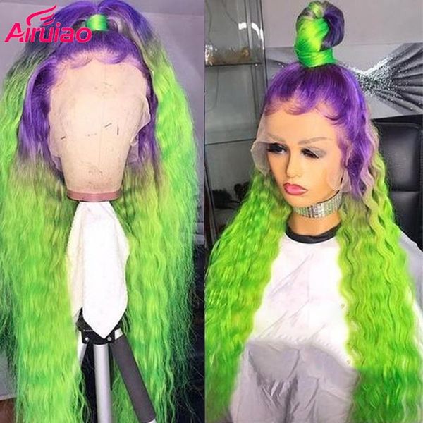 ombre purple pre plucked human hair wig light green colored deep water wave hd transparent lace brazilian wigs for women, Black;brown
ombre purple pre plucked human hair wig light green colored deep water wave hd transparent lace brazilian wigs for women, Black;brown