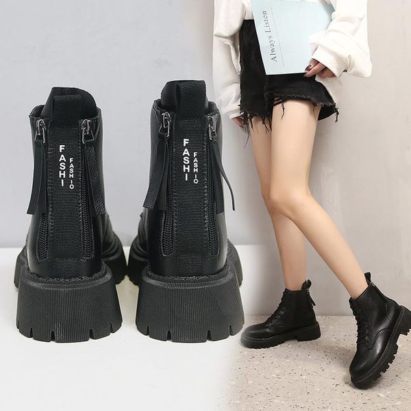 boots women 2021 autumn and winter british style wild thick-soled warm rear double zipper short fashion ankle girl shoes, Black
boots women 2021 autumn and winter british style wild thick-soled warm rear double zipper short fashion ankle girl shoes, Black