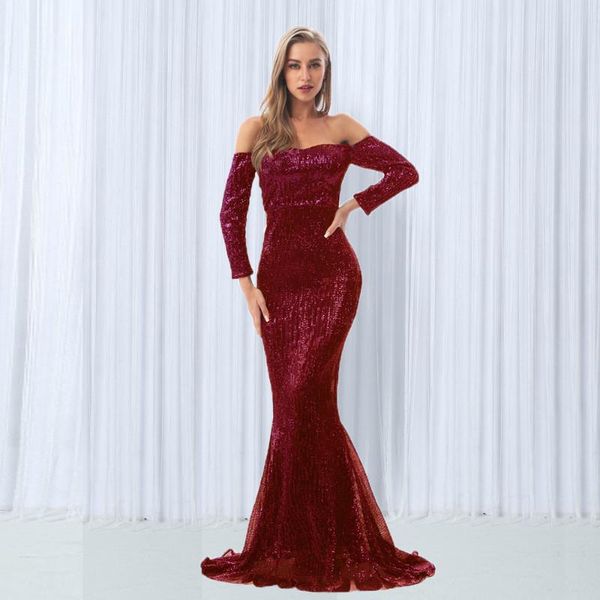 casual dresses burgundy stretchy sequined evening party dress slash neck off the shoulder floor length maxi back zipper, Black;gray
casual dresses burgundy stretchy sequined evening party dress slash neck off the shoulder floor length maxi back zipper, Black;gray