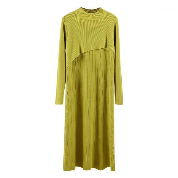 casual dresses small round neck temperament dress loose fake two long sleeves knit female autumn and winter, Black;gray
casual dresses small round neck temperament dress loose fake two long sleeves knit female autumn and winter, Black;gray