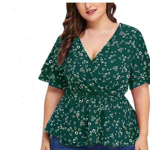38 women shirt plus size v neck short sleeve ruffle printed blouse modis dot printing bloue, White
38 women shirt plus size v neck short sleeve ruffle printed blouse modis dot printing bloue, White