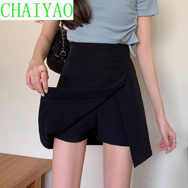 women's shorts summer black design irregular a-line split high waist short skirt buttock suit trouser, White;black
women's shorts summer black design irregular a-line split high waist short skirt buttock suit trouser, White;black
