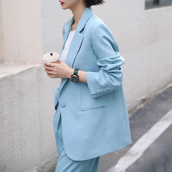 women's & blazers sky blue 2 piece set women elegant pants suit female career office suits loose casual blazer jacket trousers, White;black
women's & blazers sky blue 2 piece set women elegant pants suit female career office suits loose casual blazer jacket trousers, White;black