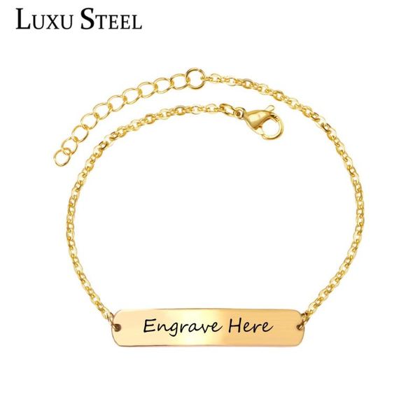 link, chain luxusteel custom name bar gold/silver color bracelet stainless steel engrave initial letter bracelets friend gift, Black
link, chain luxusteel custom name bar gold/silver color bracelet stainless steel engrave initial letter bracelets friend gift, Black