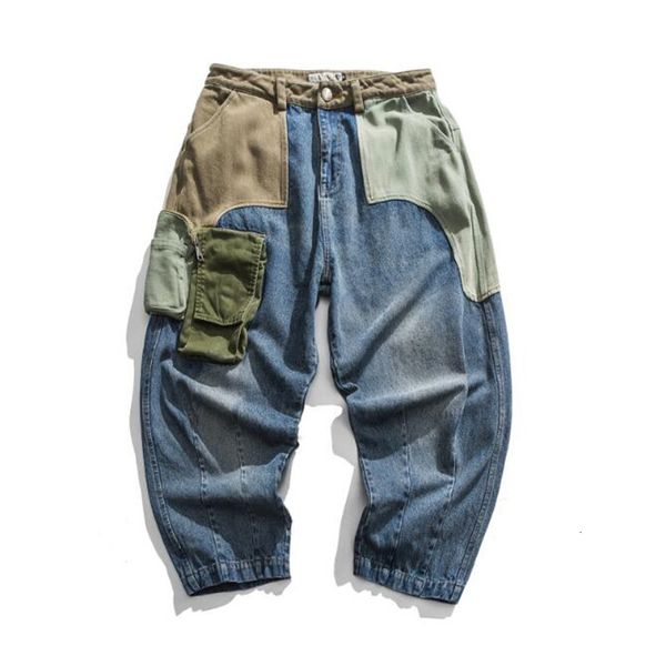 men's jeans harajuku men's jeans, vintage straight jeans, with patches, loose street clothes,, Blue
men's jeans harajuku men's jeans, vintage straight jeans, with patches, loose street clothes,, Blue