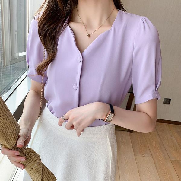 women's blouses & shirts women solid color style buttons decoration casual white and purple chiffon blouse fashion office lady chic ele
women's blouses & shirts women solid color style buttons decoration casual white and purple chiffon blouse fashion office lady chic ele