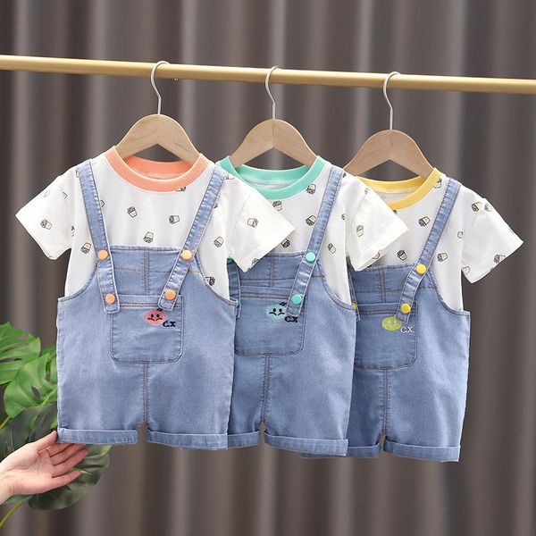 clothing sets summer cartoon print baby boys short sleeve t-shirt + denim jeans overalls pants children kids 2pcs suits, White
clothing sets summer cartoon print baby boys short sleeve t-shirt + denim jeans overalls pants children kids 2pcs suits, White