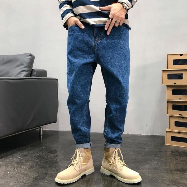 men's jeans street retro loose pants classic nice male denim men designer trousers casual straight elasticity, Blue
men's jeans street retro loose pants classic nice male denim men designer trousers casual straight elasticity, Blue