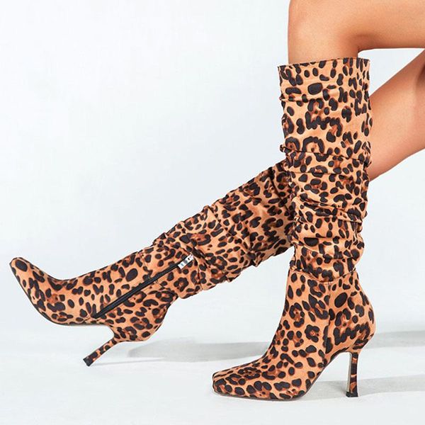 boots plus size 36-43 women pleated leopard print knee-high elegant square toe thin high heel winter zip party shoes, Black
boots plus size 36-43 women pleated leopard print knee-high elegant square toe thin high heel winter zip party shoes, Black
