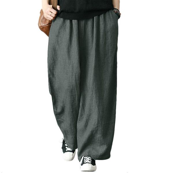 women's pants & capris women vintage cotton linen solid elastic waist wide leg ladies autumn casual loose pockets long trousers, Black;white
women's pants & capris women vintage cotton linen solid elastic waist wide leg ladies autumn casual loose pockets long trousers, Black;white