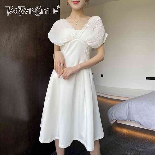 vintage white dress for women v neck short sleeve high waist elegant midi dresses female fashion clothing 210520, Black;gray
vintage white dress for women v neck short sleeve high waist elegant midi dresses female fashion clothing 210520, Black;gray