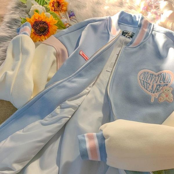 women's jackets korean preppy style sweet kawaii long sleeve jacket y2k e-girl baseball uniform harajuku streetwear autumn zip-up outer, Black;brown
women's jackets korean preppy style sweet kawaii long sleeve jacket y2k e-girl baseball uniform harajuku streetwear autumn zip-up outer, Black;brown
