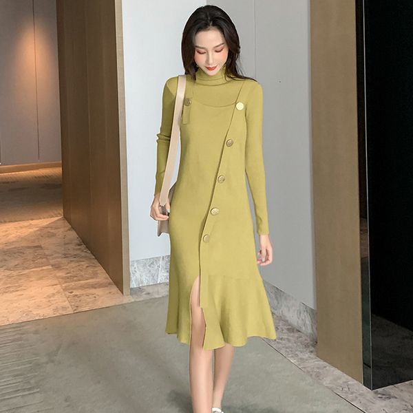 women knit autumn winter full turtleneck sweater + split buttons midi dress set two-piece suit p-296, White
women knit autumn winter full turtleneck sweater + split buttons midi dress set two-piece suit p-296, White
