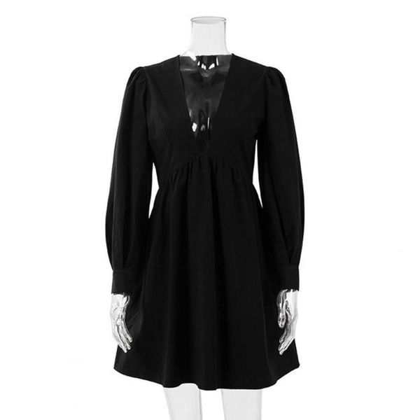 casual dresses women plus size dress loose deep v-neck solid color puff sleeve high waist a-line vestidos, Black;gray
casual dresses women plus size dress loose deep v-neck solid color puff sleeve high waist a-line vestidos, Black;gray