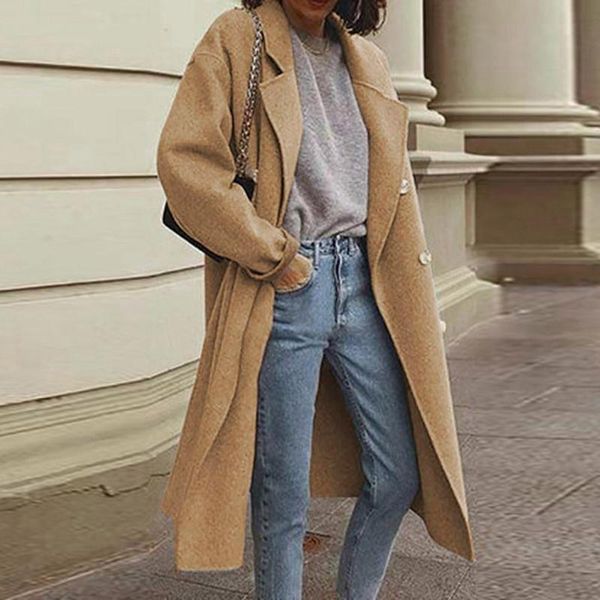 women's trench coats women solid woollen coat autumn winter fashion long sleeve lapel neck pockets jackets female plus size slim button, Tan;black
women's trench coats women solid woollen coat autumn winter fashion long sleeve lapel neck pockets jackets female plus size slim button, Tan;black