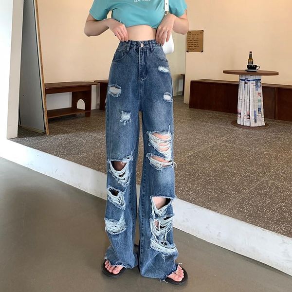 women's jeans streetwear straight pants women hole high waist loose wide leg ladies y2k summer plus size street, Blue
women's jeans streetwear straight pants women hole high waist loose wide leg ladies y2k summer plus size street, Blue