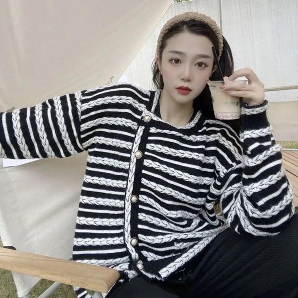 women's knits & tees french striped color-blocking sweater cardigan women autumn winter fashion korean loose side button knitted coat a, White
women's knits & tees french striped color-blocking sweater cardigan women autumn winter fashion korean loose side button knitted coat a, White
