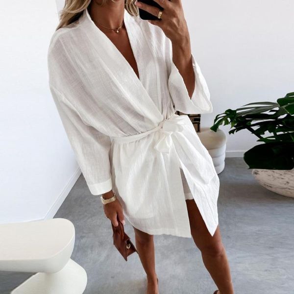 casual dresses linen white dress women solid color long sleeve mini for v-neck dating party robe femme vestidos, Black;gray
casual dresses linen white dress women solid color long sleeve mini for v-neck dating party robe femme vestidos, Black;gray