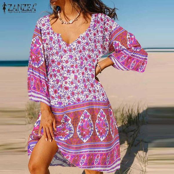 casual dresses bohemian women summer printed floral sundress vintage 3/4 sleeve beach holiday dress robe loose short vestidos, Black;gray
casual dresses bohemian women summer printed floral sundress vintage 3/4 sleeve beach holiday dress robe loose short vestidos, Black;gray