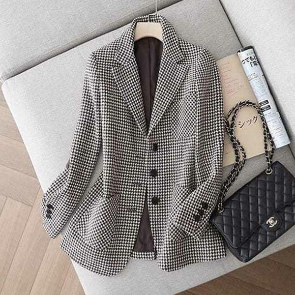 women's suits & blazers ldkvgsu vintage single breasted office ladies plaid blazer long sleeve loose coat jacket women 2021 fall s917, White;black
women's suits & blazers ldkvgsu vintage single breasted office ladies plaid blazer long sleeve loose coat jacket women 2021 fall s917, White;black