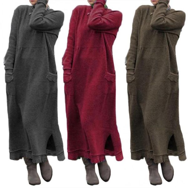 casual dresses 80% s vintage women autumn winter long sleeve lacework hem plus size knit maxi dress, Black;gray
casual dresses 80% s vintage women autumn winter long sleeve lacework hem plus size knit maxi dress, Black;gray