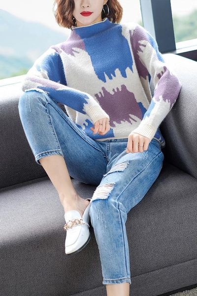 spring autumn lady fashion patckwork color knit blouse elegant women sweater 1, White;black
spring autumn lady fashion patckwork color knit blouse elegant women sweater 1, White;black