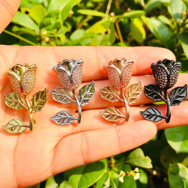 charms 5pcs cz pave rose necklace pendant bling flower for women diy jewelry bracelet keychain making accessories items, Bronze;silver
charms 5pcs cz pave rose necklace pendant bling flower for women diy jewelry bracelet keychain making accessories items, Bronze;silver