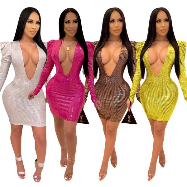 casual dresses elegant sequins puff long sleeve bodycon mini dress women open front deep v neck evening party club outfit vestidos, Black;gray
casual dresses elegant sequins puff long sleeve bodycon mini dress women open front deep v neck evening party club outfit vestidos, Black;gray
