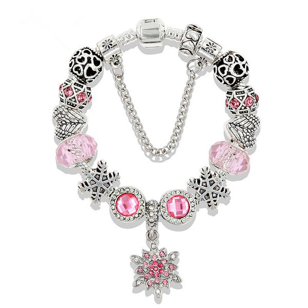 pink snowflake pendant bracelet for pandora style crystal jewelry wholesale, Black
pink snowflake pendant bracelet for pandora style crystal jewelry wholesale, Black