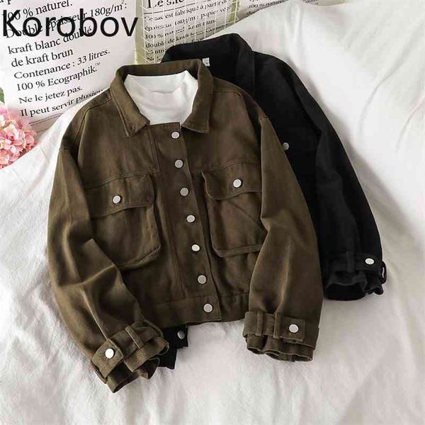 korobov new chic korean pockets single breasted outwear coats vintage solid crop streetwear jackets female chaqueter mujer 210430, Black;brown
korobov new chic korean pockets single breasted outwear coats vintage solid crop streetwear jackets female chaqueter mujer 210430, Black;brown