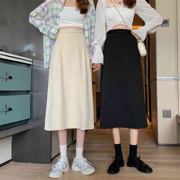 spring autumn women's skirt korean style solid color high waist slim thin mid-length a-line female s ll797 210506, Black
spring autumn women's skirt korean style solid color high waist slim thin mid-length a-line female s ll797 210506, Black
