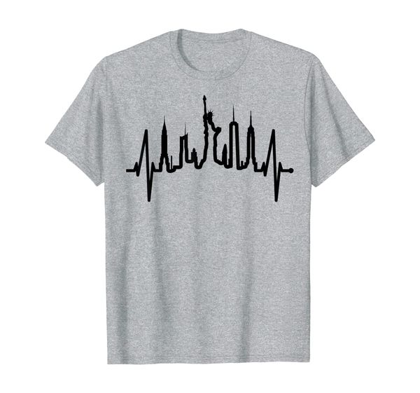 new york heartbeat skyline love statue of liberty new york t-shirt, White;black