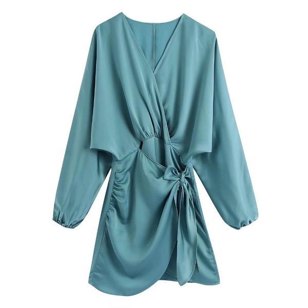 casual dresses woman elegant mint green wraping satin short dress 2021 autumn female long sleeve irregular v neck ladies, Black;gray
casual dresses woman elegant mint green wraping satin short dress 2021 autumn female long sleeve irregular v neck ladies, Black;gray