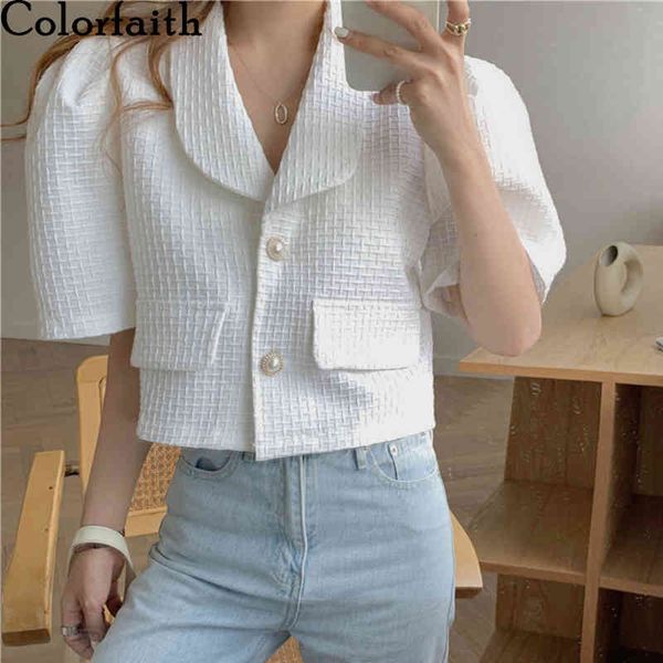 colorfaith women summer blouses shirts buttons vintage oversize korean fashionable lady wild short white bl20123 210427
colorfaith women summer blouses shirts buttons vintage oversize korean fashionable lady wild short white bl20123 210427