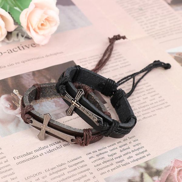 charm bracelets fashion men jewelry vintage leather & bangles metal cross jesus bracelet adjustable wax cord brown black, Golden;silver
charm bracelets fashion men jewelry vintage leather & bangles metal cross jesus bracelet adjustable wax cord brown black, Golden;silver