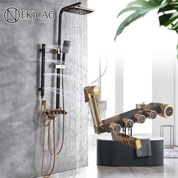 black golden bathroom shower faucet set multifunctional faucets rainfall head massage jet bathtub spout bidet mixer taps sets
black golden bathroom shower faucet set multifunctional faucets rainfall head massage jet bathtub spout bidet mixer taps sets